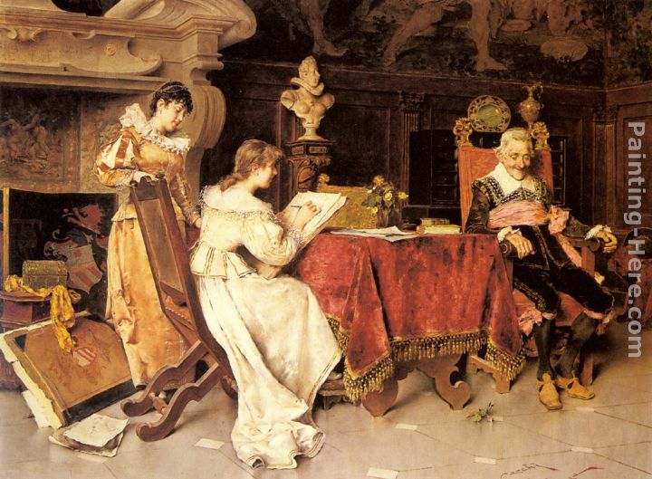 The Art Lesson painting - Adriano Cecchi The Art Lesson art painting